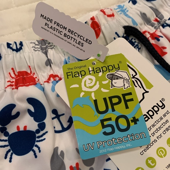 NWT Flap Happy Swim Trunks, Blue & Red Crab & Lobster Design, Boys Size 6M - Picture 4 of 10